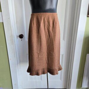 COLLECTIONS for Le SUIT Women's 14 Rich Brown Pleaded Hem Skirt